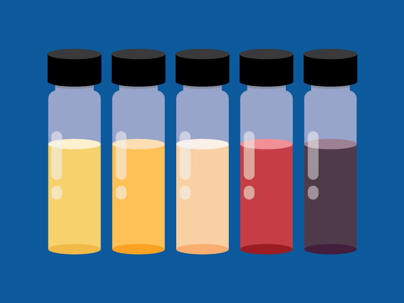 Illustration of gold and silver nanoparticles in tube