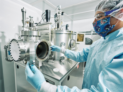 Photo of a student working in a lab